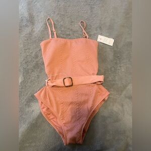 NWT Chic Pink One-Piece Swimsuit with Adjustable Belt